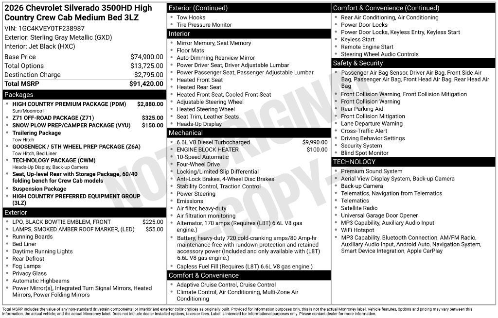 2026 Chevrolet Silverado 3500 HD High Country