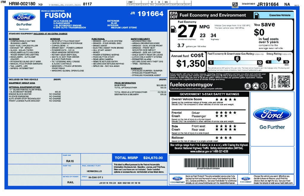 2018 Ford Fusion SE