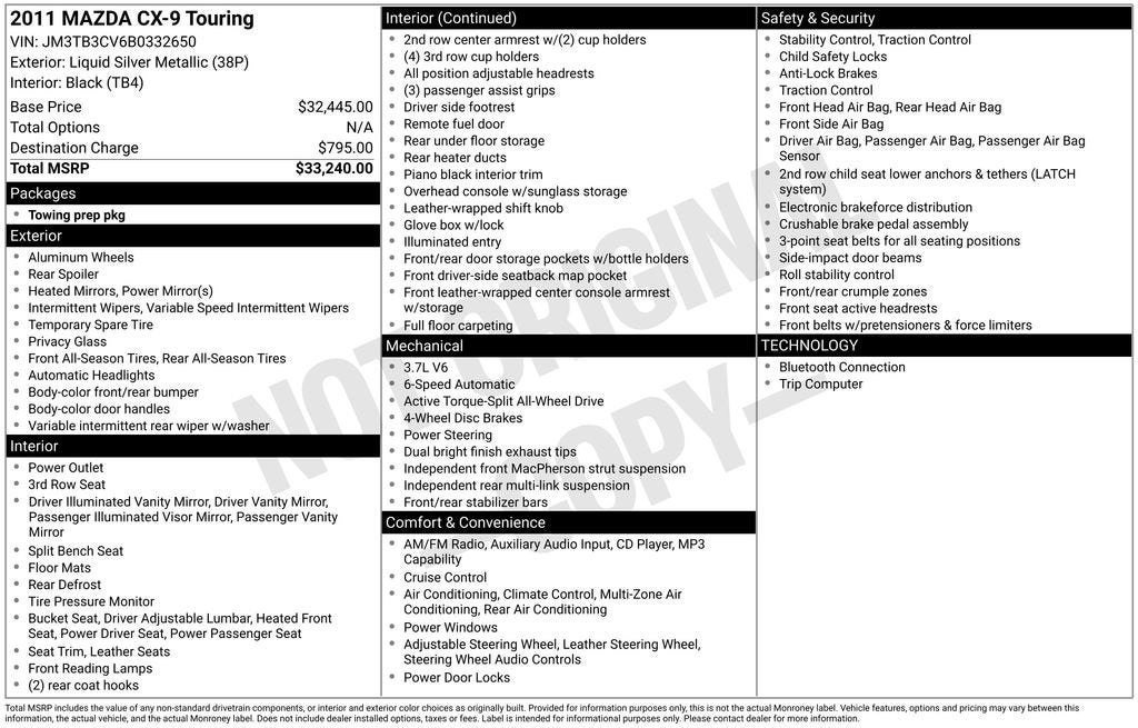 2011 Mazda Mazda CX-9 Touring