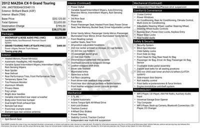 2012 Mazda Mazda CX-9 Grand Touring