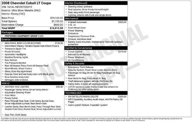 2008 Chevrolet Cobalt 2dr Cpe LT