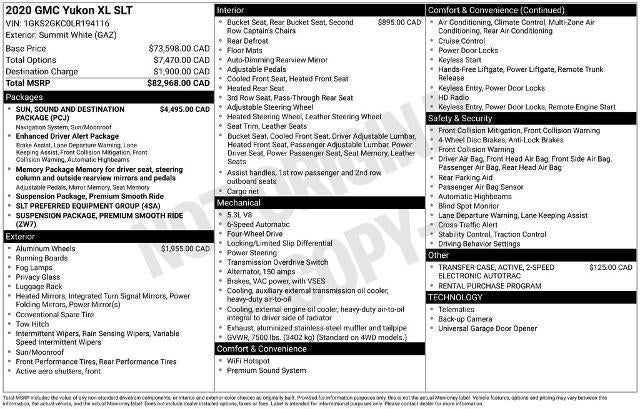 2020 GMC Yukon XL 4WD 4dr SLT