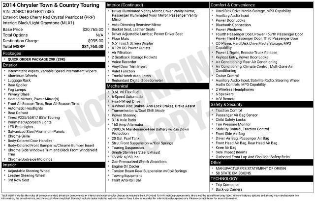 2014 Chrysler Town & Country 4dr Wgn Touring