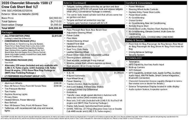 2020 Chevrolet Silverado 1500 Crew Cab Short Box 4-Wheel Drive LT